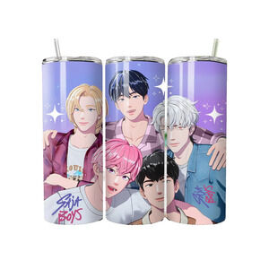 KPOP Demon Hunters Saja Boys Anime Stainless 20oz TUMBLER CUP LID STRAW KOREAN